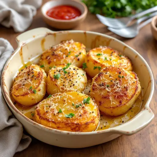 Air Fryer Garlic Parmesan Potatoes styled food shot