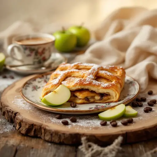 Apfelstrudel (Apple Strudel) styled food shot