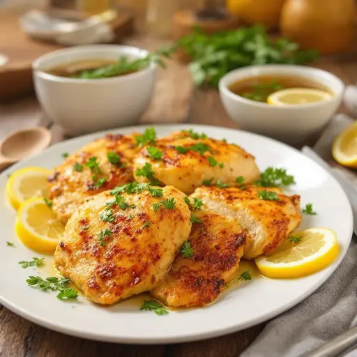 Baked Lemon Chicken styled food shot