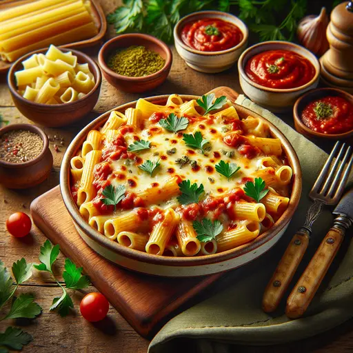 Baked Ziti styled food shot