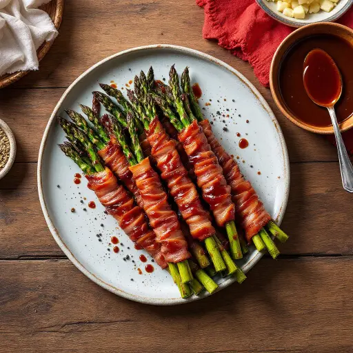 BBQ Bacon-Wrapped Asparagus styled food shot