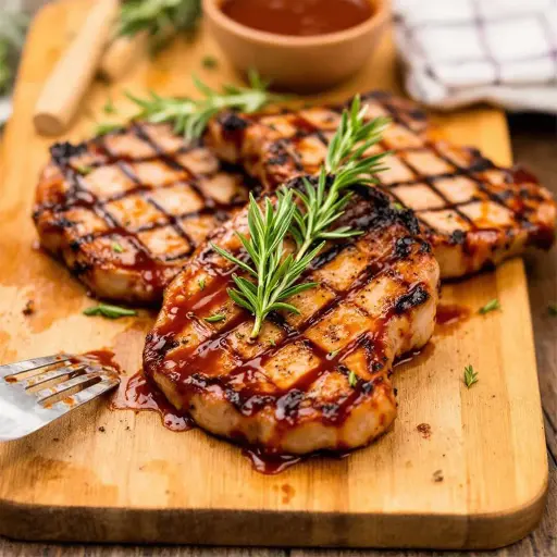 BBQ Pork Chops styled food shot