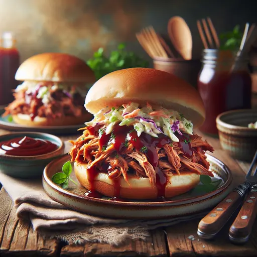 BBQ Pulled Pork Sandwiches styled food shot