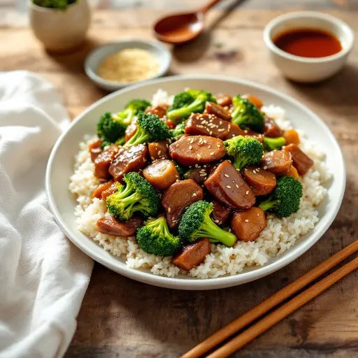 Beef and Broccoli styled food shot