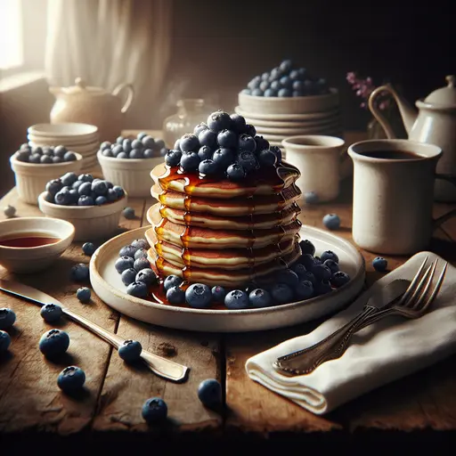 Blueberry Pancakes styled food shot