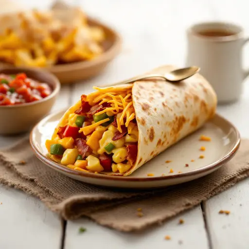 Breakfast Burrito styled food shot