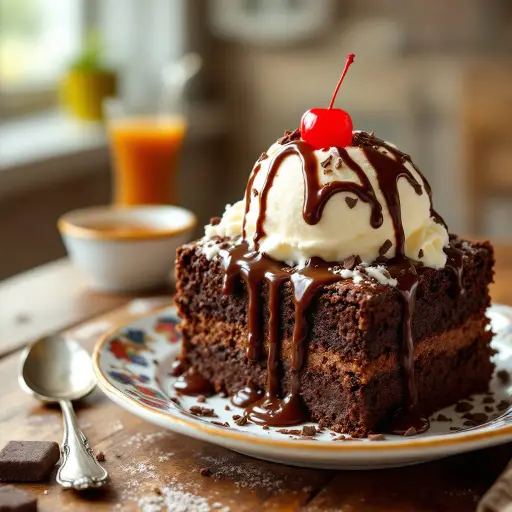 Brownie Sundae styled food shot