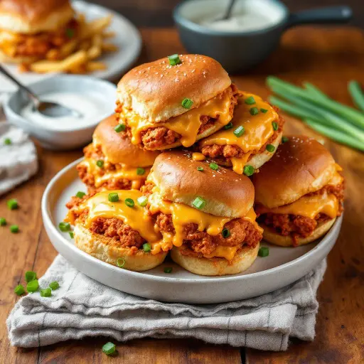 Buffalo Chicken Sliders styled food shot