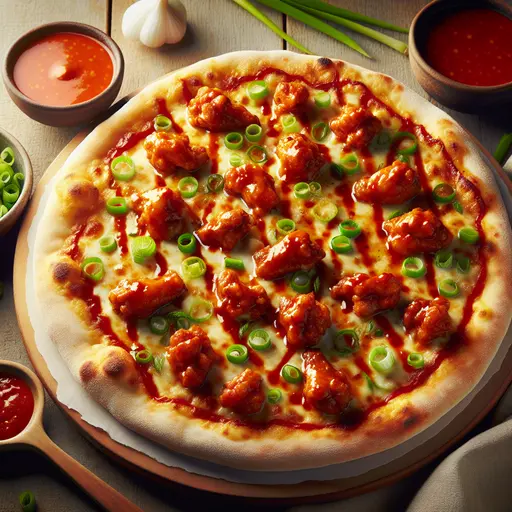 Buffalo Wing Pizza styled food shot