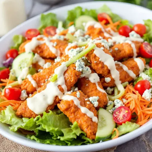 Buffalo Wing Salad styled food shot