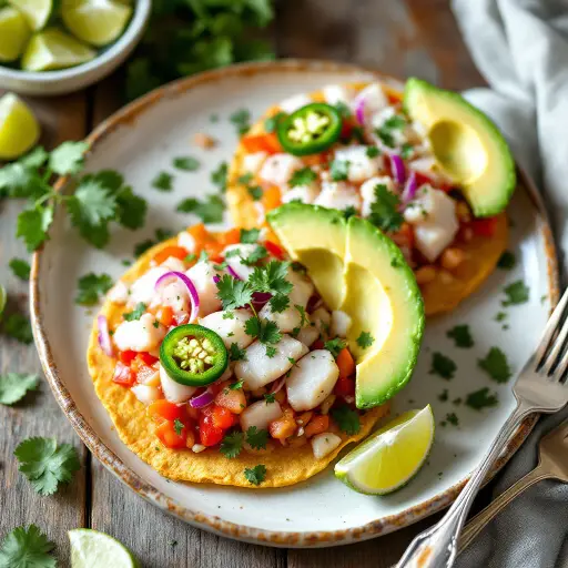 Ceviche Tostadas styled food shot