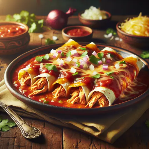 Chicken Enchiladas styled food shot