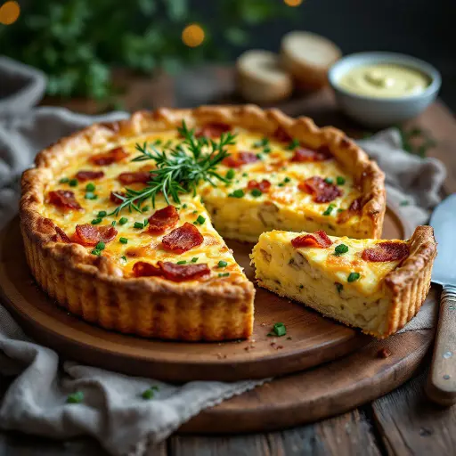 Chicken Quiche Lorraine styled food shot