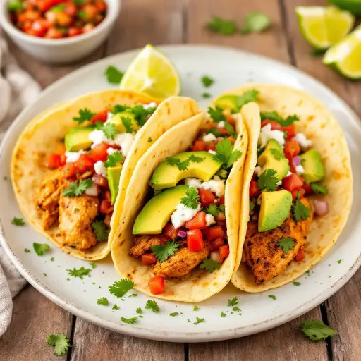 Chicken Tacos with Fresh Salsa styled food shot