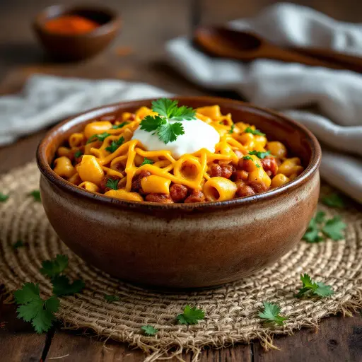 Chili Mac styled food shot