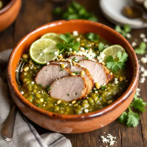 Chili Verde with Pork styled food shot