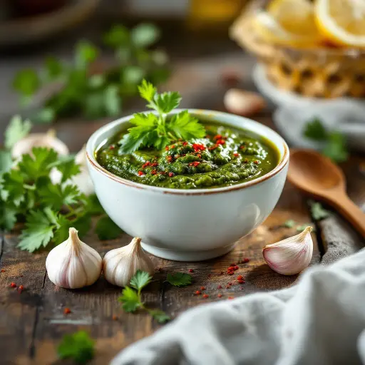 Chimichurri Sauce styled food shot