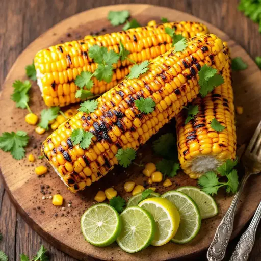 Chipotle Lime Grilled Corn styled food shot