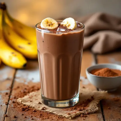 Chocolate Banana Smoothie styled food shot