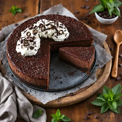 Chocolate Cheesecake styled food shot