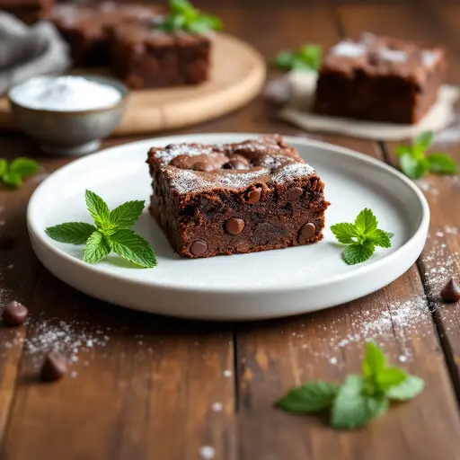 Chocolate Chip Brownies styled food shot