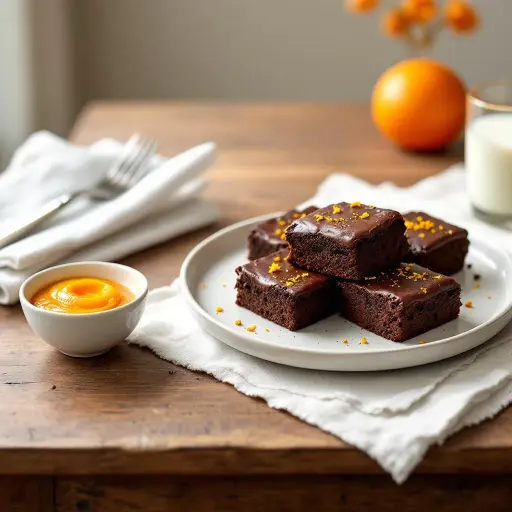 Chocolate Orange Brownies styled food shot