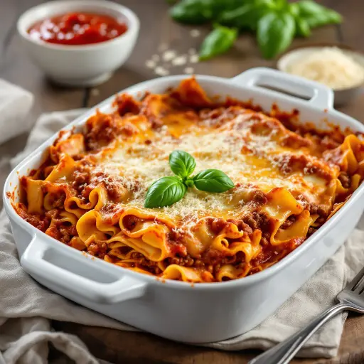 Classic Beef Lasagna styled food shot