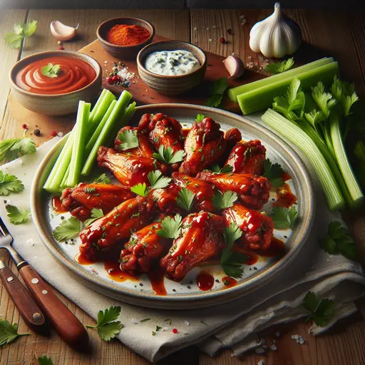 Classic Buffalo Wings styled food shot