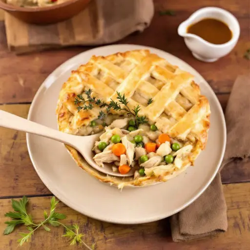 Classic Chicken Pot Pie styled food shot