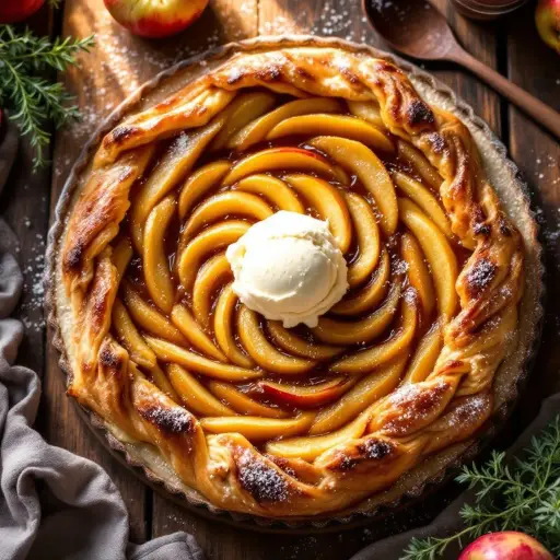 Classic French Apple Tarte Tatin styled food shot