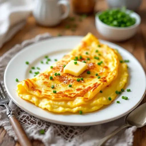 Classic French Omelette styled food shot