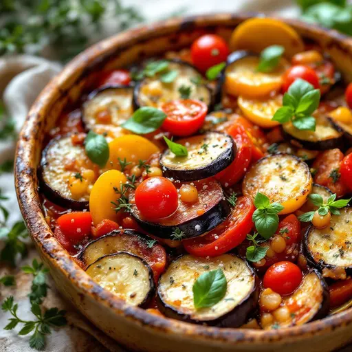 Classic French Ratatouille styled food shot