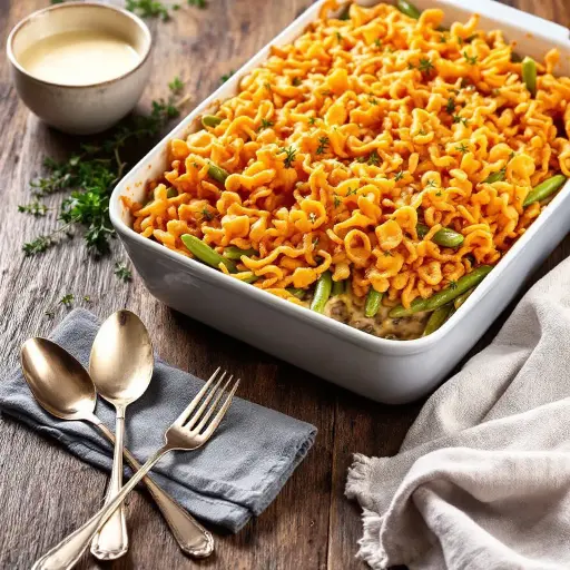 Classic Green Bean Casserole styled food shot