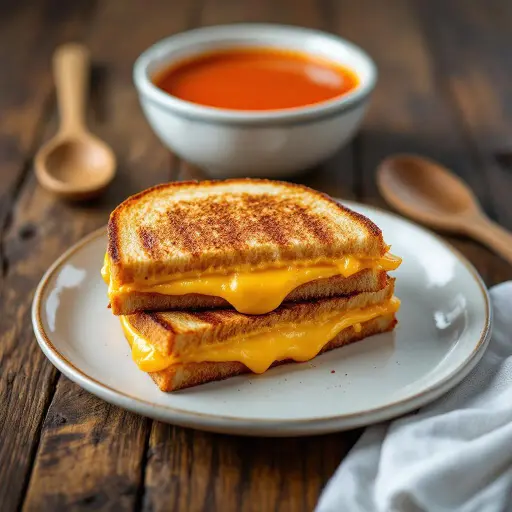 Classic Grilled Cheese Sandwich styled food shot