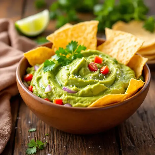 Classic Homemade Guacamole styled food shot