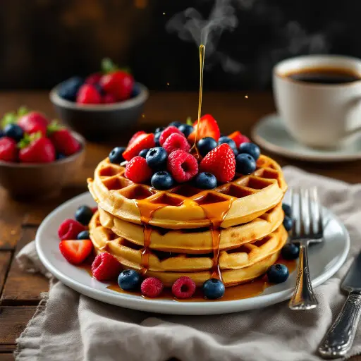 Classic Homemade Waffles styled food shot