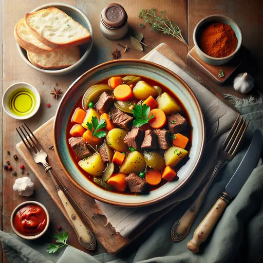 Classic Irish Beef Stew styled food shot