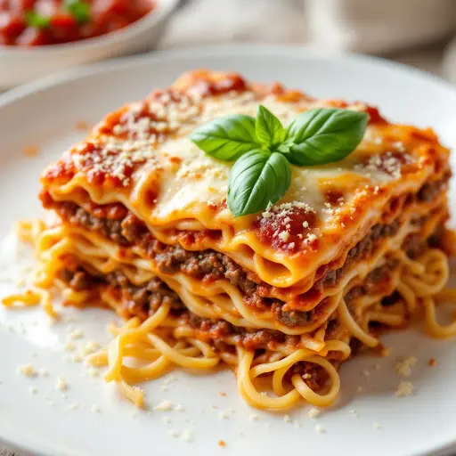 Classic Italian-American Lasagna styled food shot