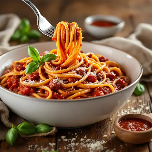 Classic Italian Bolognese Sauce styled food shot