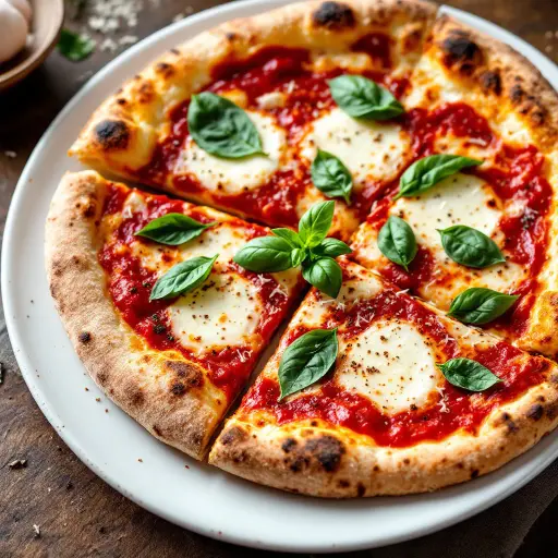 Classic Margherita Pizza styled food shot