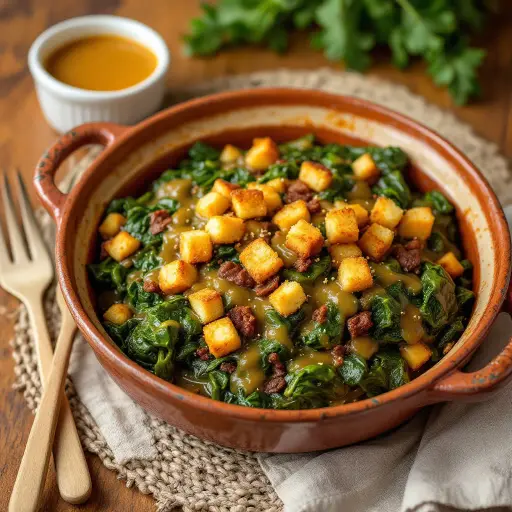 Classic Southern Collard Greens styled food shot