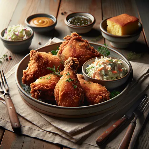 Classic Southern Fried Chicken styled food shot