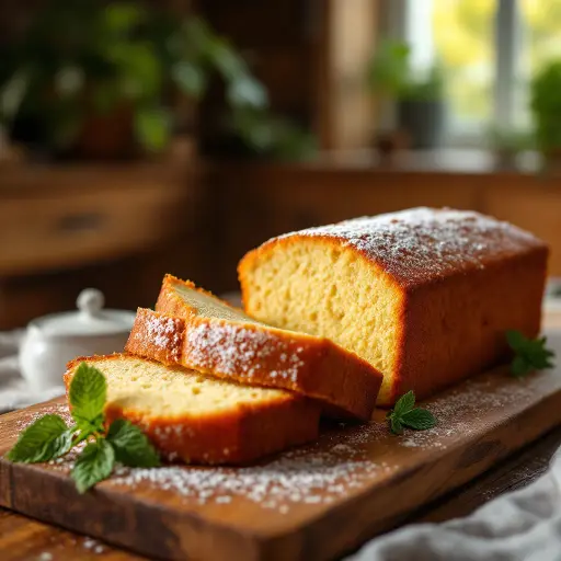 Classic Vanilla Pound Cake styled food shot