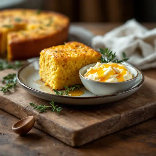 Cornbread with Honey Butter styled food shot