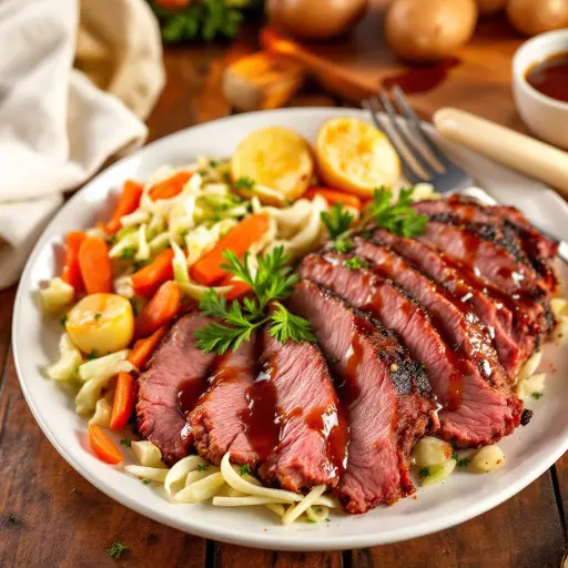 Corned Beef and Cabbage styled food shot