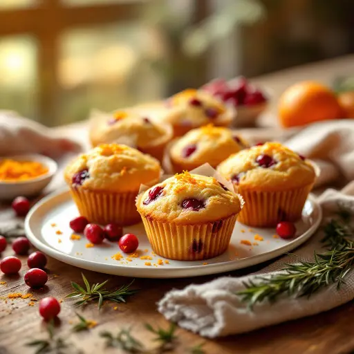 Cranberry Orange Muffins styled food shot