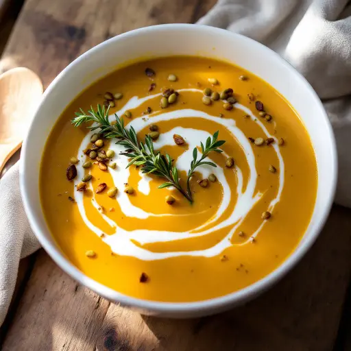 Creamy Butternut Squash Soup styled food shot