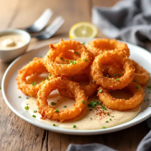 Crispy Air Fryer Onion Rings styled food shot