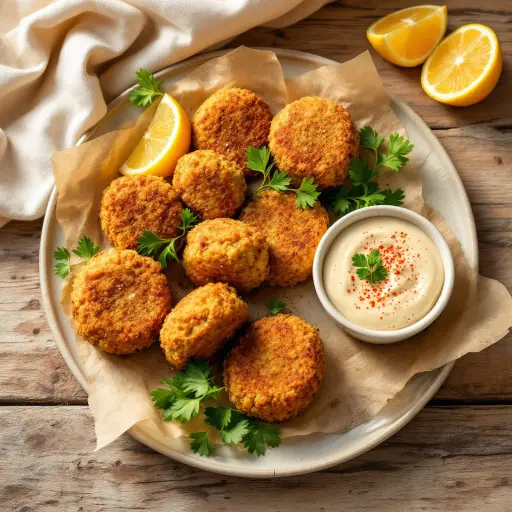 Crispy Homemade Falafel with Tahini Sauce styled food shot