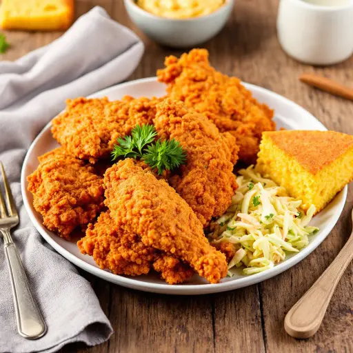 Crispy Southern Fried Chicken styled food shot